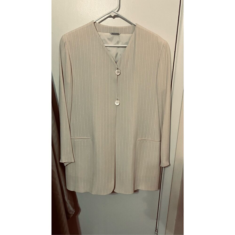 Accent By Marzotto White Pin Stripe Blazer Womens Size 14